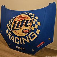 Front view of full Miller Lite Racing hood