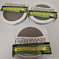 Three packaged Farberware EcoWare containers top view