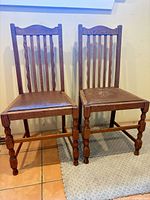 Front view of both oak chairs