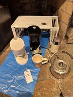 All items together under wicker table
