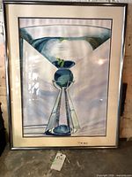 Full view of framed Lee Lang watercolor showing artwork, mat, and frame