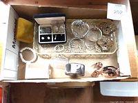 Overview of all jewelry pieces in box