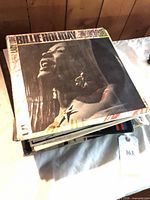 Top view of stack showing Billie Holiday LP cover