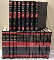 Front spines of all 21 Collier's Year Book volumes showing years 1966-1983 and 1991-1993