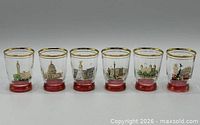 All six landmark shot glasses front view