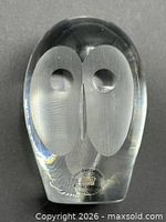Front angled view showing frosted eyes and beak, clear crystal body