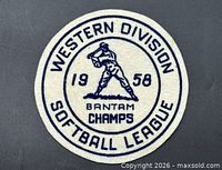 Front view of embroidered patch showing all text and design