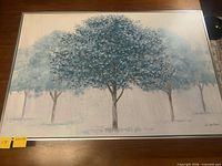 Full view of framed canvas landscape painting signed J. Wiens
