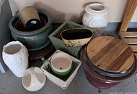 Group view showing majority of planters, trays and accessories