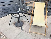 table and chair together on patio