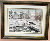 Full view of framed painting showing artwork and frame