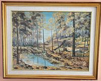 Frontal view of framed oil painting showing full artwork and frame