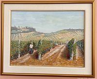 Full view of framed painting showing artwork, frame, and mat