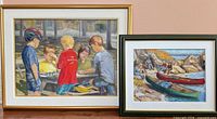 Both framed paintings side by side for overview of lot contents
