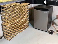 Fridge and assembled wine rack in situ