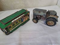 Overview of both toys showing size, color, and wear