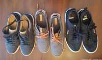 Three pairs of shoes top view