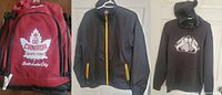 Windbreaker jacket and hoodie full front views