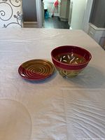 bowl and plate together, top view