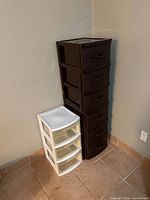 Both storage units side by side showing full height and drawer fronts