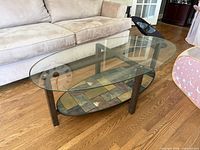 Full view of coffee table in room setting
