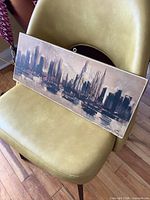Front view of hardboard print on chair