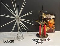 Entire lot: star topper, angel chimes with candles, horse cutouts, box