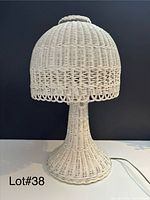 Full view of wicker rattan table lamp
