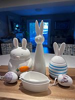 Group shot of all seven ceramic Easter items
