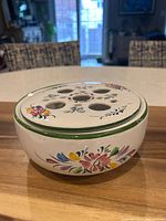 Bowl and frog assembled, front floral design visible