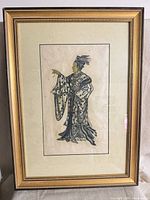 Full view of framed print, showing frame style and mat
