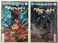 Front covers of both Batman #21 and #22 showing lenticular art and signatures
