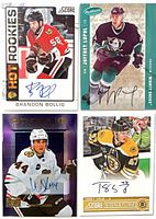 Group shot of all four autographed NHL cards