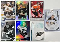 Group shot of all seven numbered hockey cards