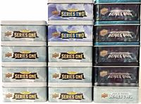 Stack of 14 Upper Deck Series One and Series Two tins