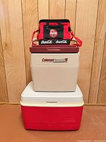 All three coolers stacked together front view