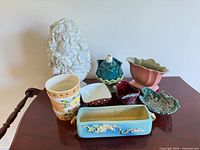 Group shot of all eight ceramic items on table