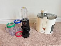 Overview of both appliances and accessories on carpet