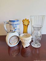 Front view showing all six items together