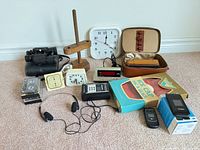 Group shot of all items arranged on carpet