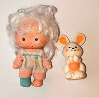 Apricot doll and Hopsalot bunny front view