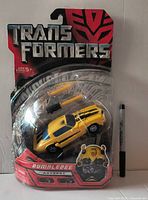 Front view of sealed Bumblebee deluxe figure in original packaging