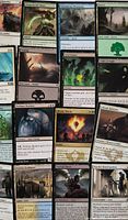 Fan layout of assorted Magic cards showing variety of colors and types