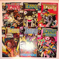 Front view of six Terror Inc. comic book covers