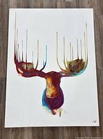 Full view of acrylic moose painting on canvas