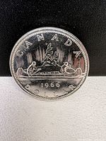 Reverse side of 1966 Canadian silver dollar
