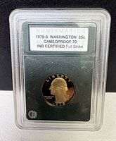 Obverse of INB-slabbed 1978-S PR70 Cameo quarter