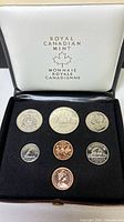 Open Royal Canadian Mint case showing six 1978 Canadian coins in flocked insert