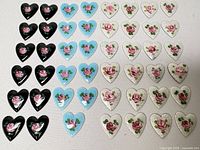 All 40 heart components arranged by color in rows