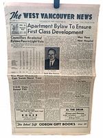 Front page of The West Vancouver News showing masthead, articles